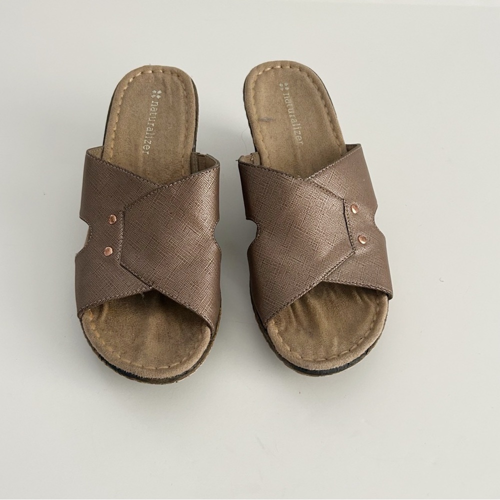 Naturalizer Metallic Brown Slide Sandals - Picture 2 of 6
